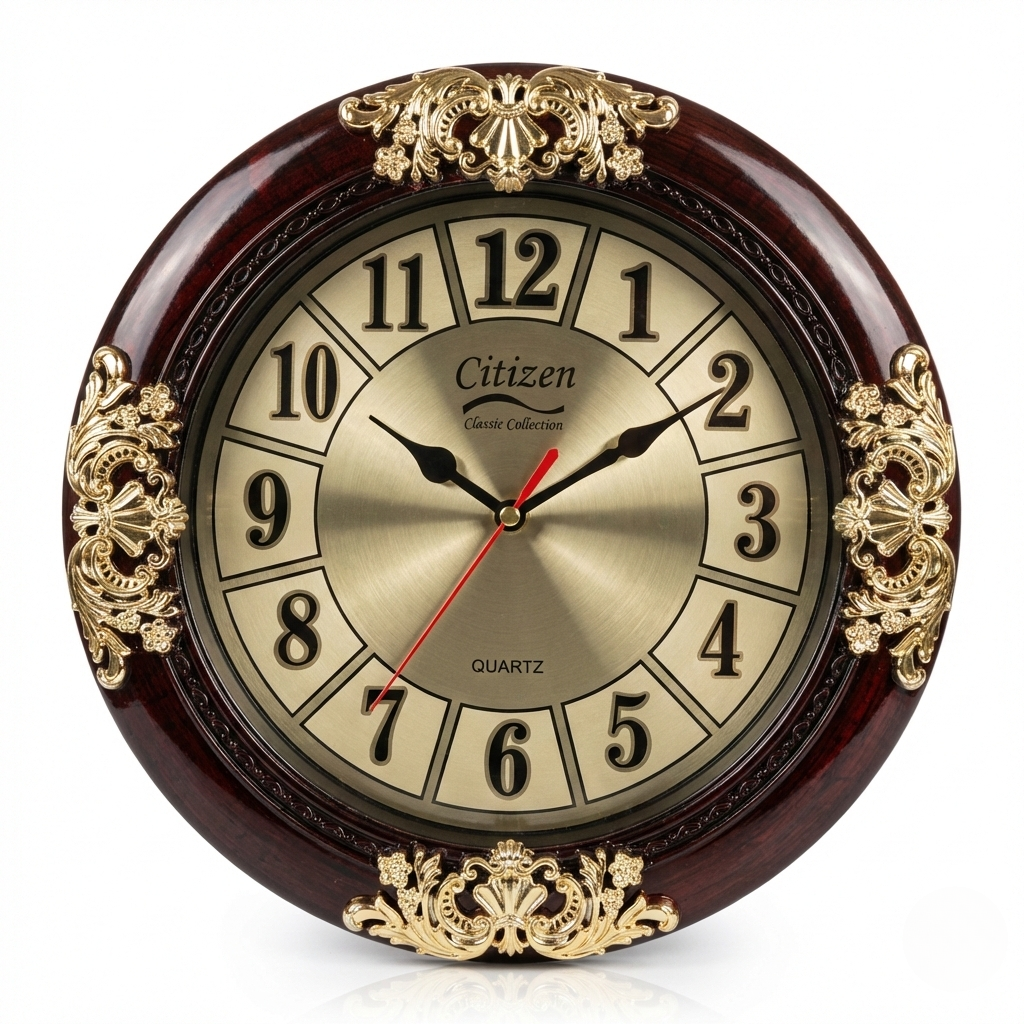 Citizen Classic Mahogany & Gold Ornate Wall Clock