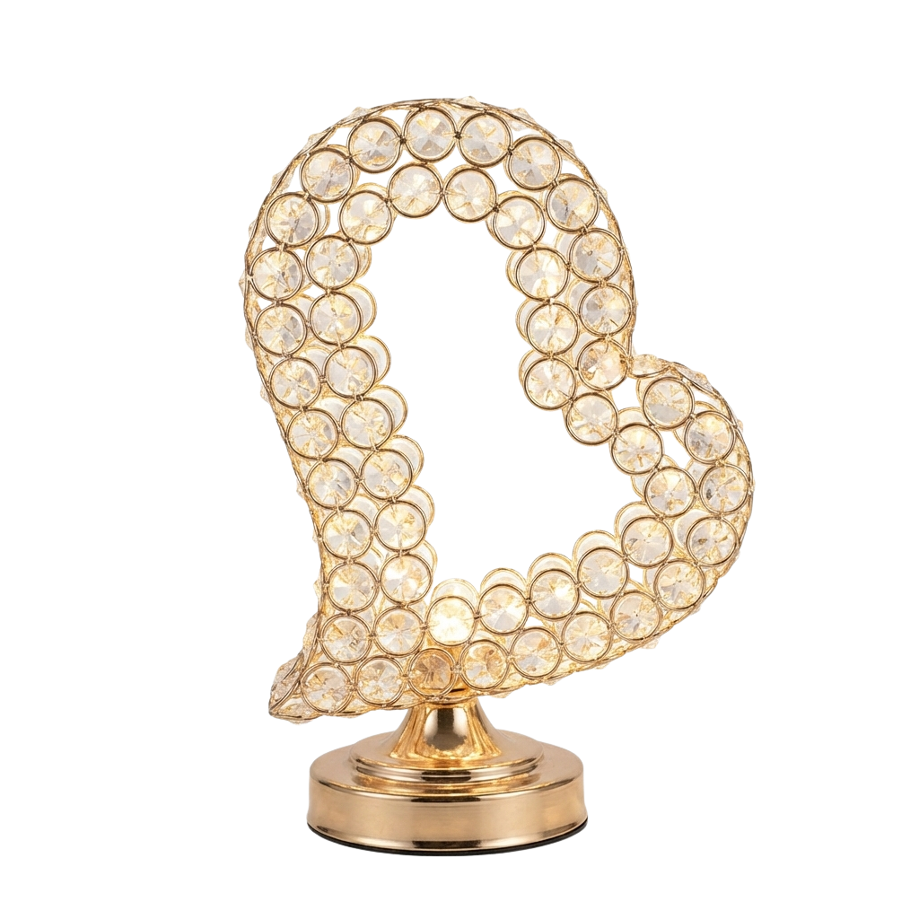 Modern Gold Heart Crystal Lamp – Romantic Ambient Table Decor