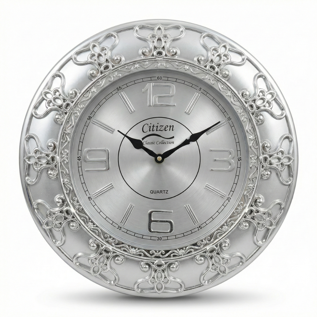 Citizen Embossed Metal-Finish Wall Clock – Luxury Home Decor