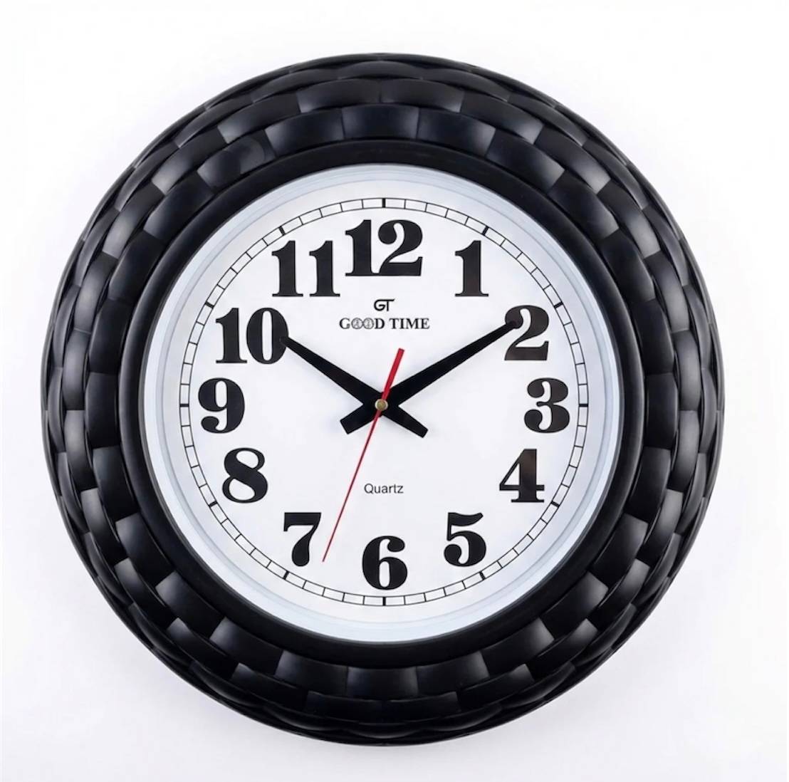 Good Time Silent Quartz Wall Clock – Matte Black Grid Frame