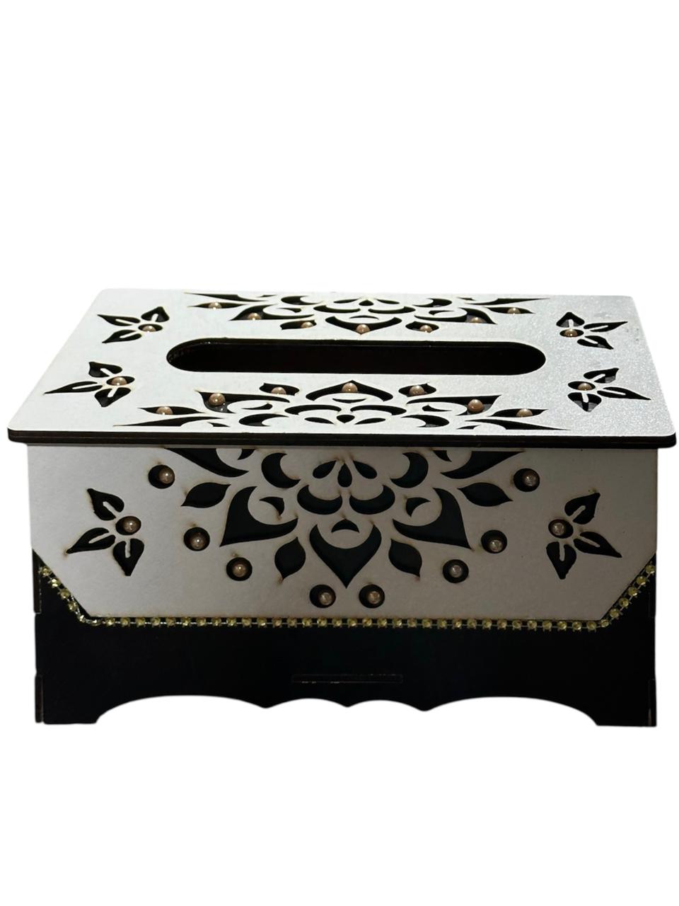 Elegant Decorative Tissue Box Cover – Modern Laser Cut Wooden Tissue Holder