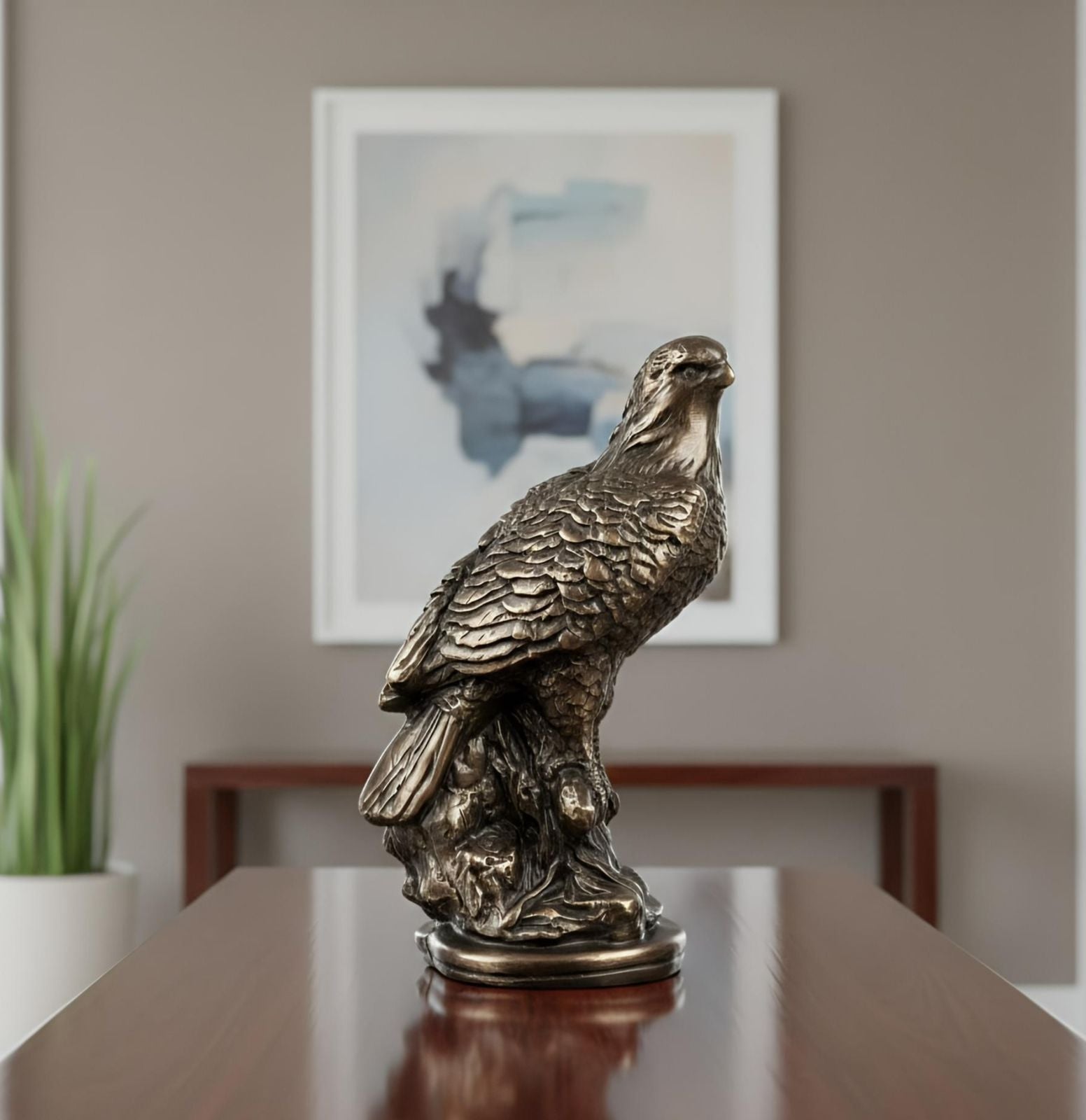 Antique Bronze Falcon Statue – Majestic Eagle Figurine for Office & Home Decor