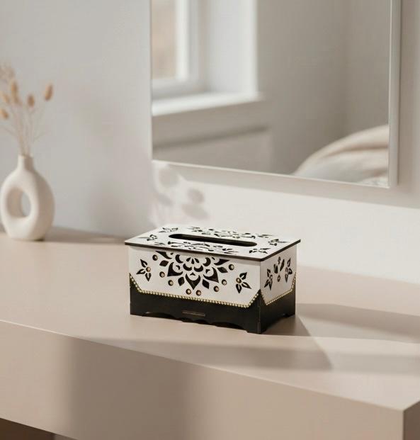 Elegant Decorative Tissue Box Cover – Modern Laser Cut Wooden Tissue Holder